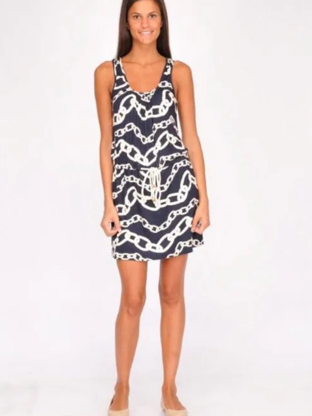 Milly Blue Nautical Tie Waist Sleeveless Dress Small Beach Cover up Nautical